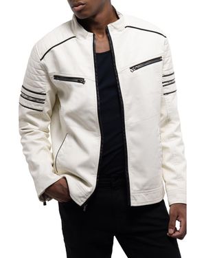 Xray Jeans Faux Shearling Lined Faux Fur Moto Jacket - White