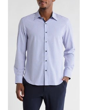 Con.struct Grid Print Stretch Dress Shirt - Blue