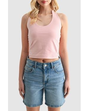 Lush Stretch Cotton Halter Top - Blue