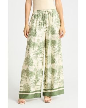 Joie Safari Print Wide Leg Pull-On Pants - Green