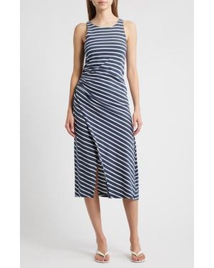 Rails Max Stripe Sleeveless Cotton Knit Midi Dress - Blue
