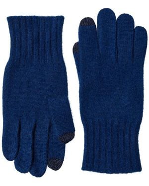 Amicale Cashmere Rib Knit Gloves - Blue