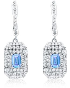 Suzy Levian Cubic Zirconia Drop Earrings - Blue