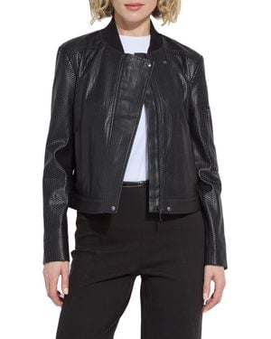 Lyssé Millicent Perforated Faux Leather Bomber Jacket - Black