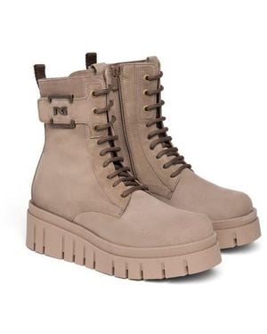 Nero Giardini Logo Plate Platform Wedge Bootie - Brown