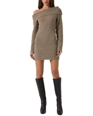 Astr Leya Off The Shoulder Sweater Dress - Natural