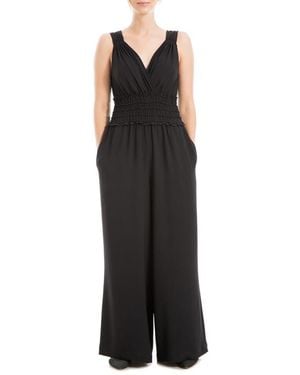 Max Studio V-Neck Cap Sleeve Jumpsuit - Black