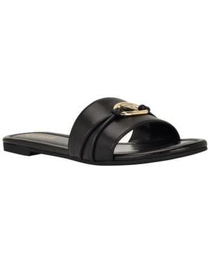 Guess Flynzy Faux Leather Slide Sandal - Black