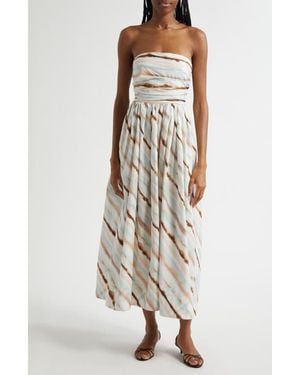 A.L.C. Tara Tie Dye Stripe Strapless Dress - White