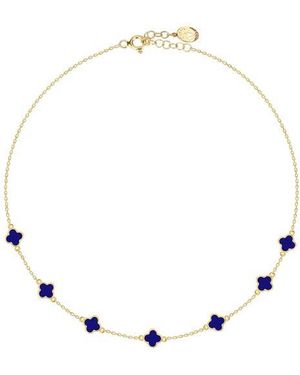 Gabi Rielle 14K Plate Sterling Clover Enamel Choker Necklace - White