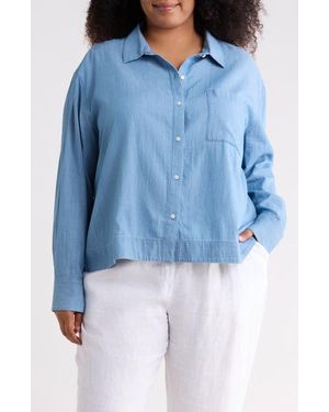 Caslon Chambray Core Button Front Shirt - Blue