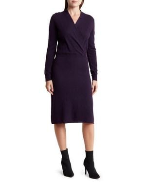 Sofiacashmere Long Sleeve Cashmere Sweater Dress - Blue