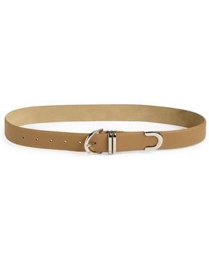 Steve Madden Feathered Edge Faux Leather Belt - White