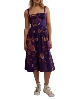 Free People Laters Baby Stretch Cotton Midi Sundress - Purple