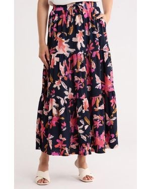 Caslon Tiered Drawstring Maxi Skirt - White