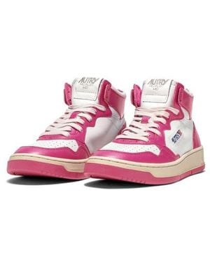 Autry Medalist Mid High Top Sneaker - Pink
