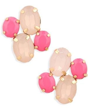 Cara Crystal Cluster Stud Earrings - Pink