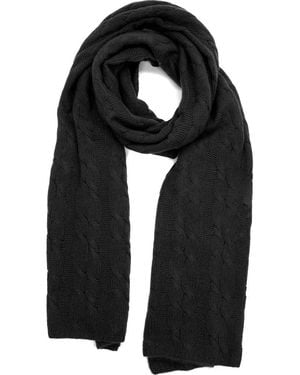 Portolano Cashmere Cable Knit Scarf - Black