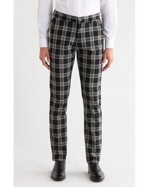 T.R. Premium Plaid Straight Leg Pants - Gray