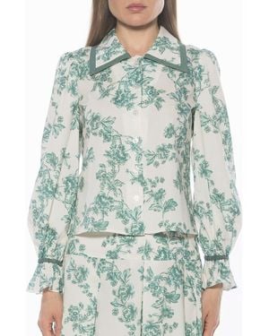Alexia Admor Shannan Tipped Collar Button-Up Shirt - Green