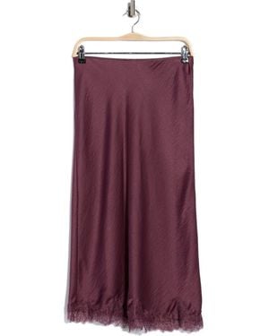 Nordstrom Rack Lace Trim Satin Midi Skirt - Purple