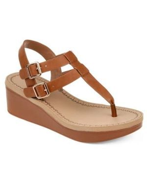Journee Collection Journee Bianca Wedge Sandal - Brown