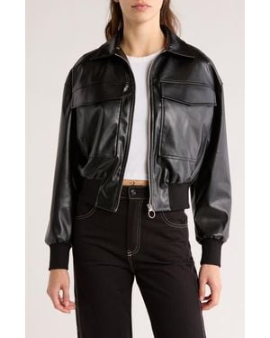 Elodie Bruno Zip Faux Leather Jacket - Black