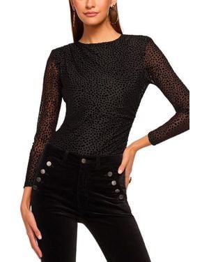 Ramy Brook Larry Polka Dot Long Sleeve Top - Black