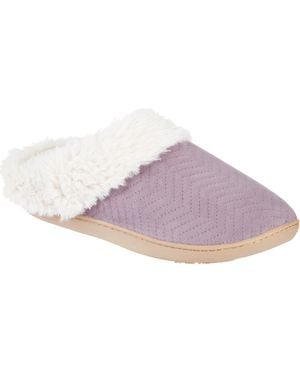 Isotoner Louise Chevron Quilted Faux Shearling Lined Slipper - Purple