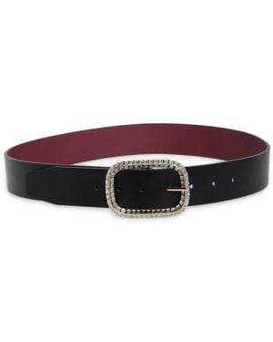 Steve Madden Rhinestone Buckle Faux Leather Belt - Red