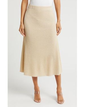 Gemma  Jane Ribbed A-Line Sweater Skirt - Natural