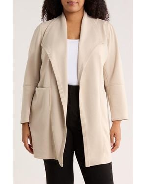 Max Studio Draped Collar Scuba Jacket - Natural