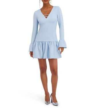 Siena Jewelry Flare Cuff Scuba Minidress - Blue