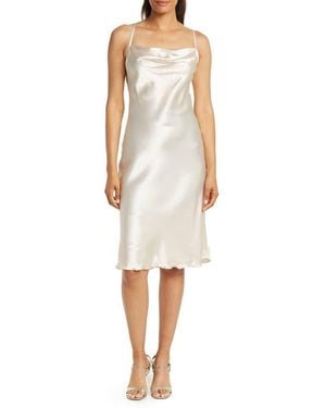 Bebe Satin Cowl Neck Midi Dress - White