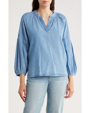 Caslon Chambray Popover Top - Blue