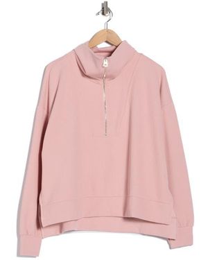 NYDJ Ribbed Scuba Half Zip Sweatshirt - Pink