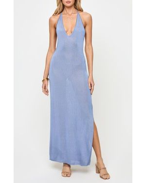 LSPACE Shine All Night Halter Cover-Up Halter Maxi Dress - Purple