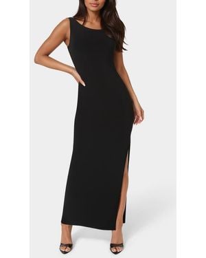 Bebe One-Shoulder Slit Maxi Dress - Black
