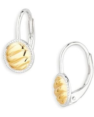 Argento Vivo Round Rib Leverback Earrings - Metallic