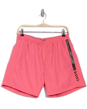 BOSS Logo Swim Trunks - Pink
