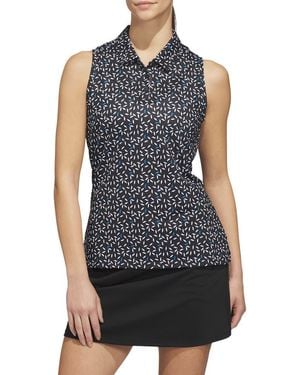 adidas Ultimate All Over Print Sleeveless Polo - Black