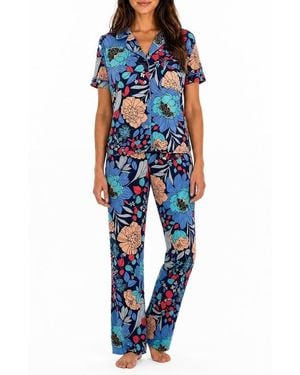 LOFT Floral Notch Collar Pajama Set - Blue
