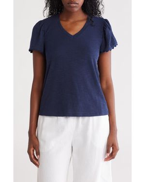 Caslon Scallop Trim T-Shirt - Blue