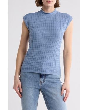 INDUSTRY REPUBLIC CLOTHING Sleeveless Waffle Knit Top - Blue
