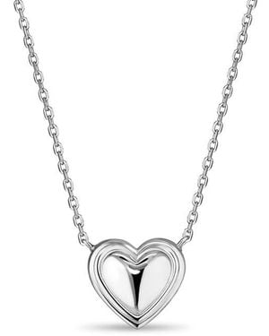 DEVATA Contoured Line Heart Pendant Necklace - Blue