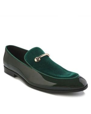 Gino Vitale Velvet & Patent Leather Bit Loafer - Green
