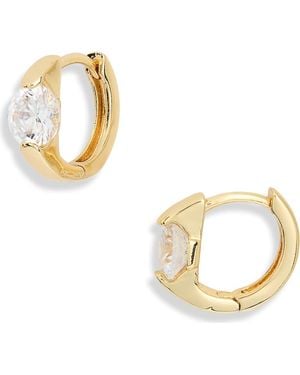 Nordstrom Rack Cubic Zirconia Inset Huggie Hoop Earrings - Metallic