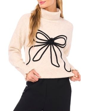 Cece Bow Detail Turtleneck Sweater - Black