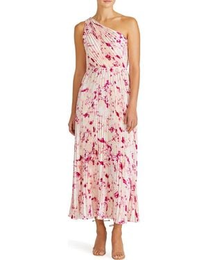ML Monique Lhuillier Alina Pleated One-Shoulder Cocktail Dress - Red