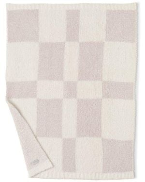 Barefoot Dreams Cozychic Check Stroller Blanket - White
